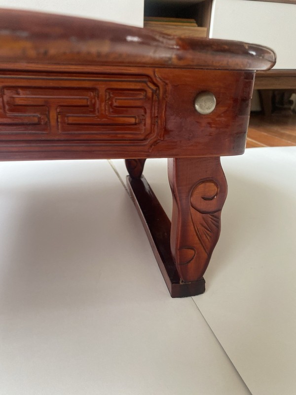 Vintage Korean-Style Low Ornate Wood Folding Table/Tea/Dining Tray gallery