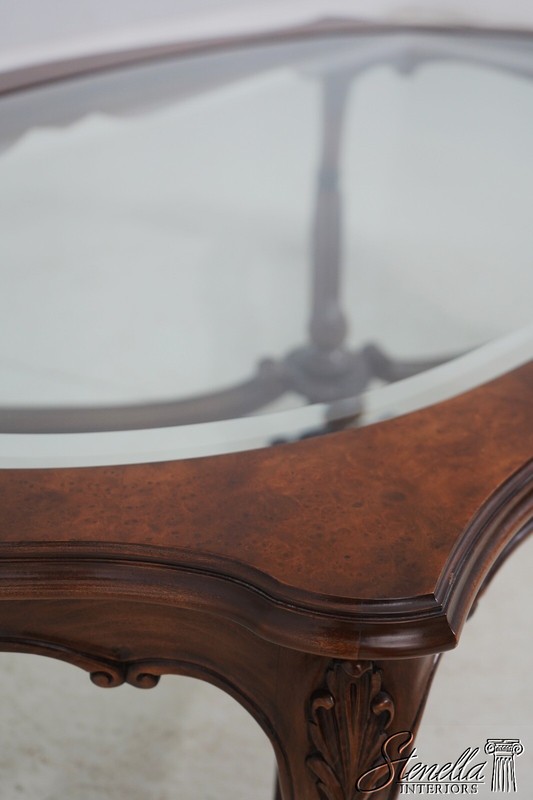L64623EC: KARGES French Style Walnut Glass Top Coffee Table gallery