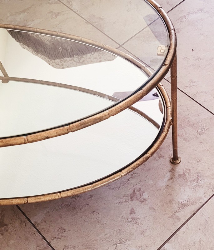 RARE OVAL HOLLYWOOD REGENCY.... BRONZE SOFA TABLE..............MINT gallery