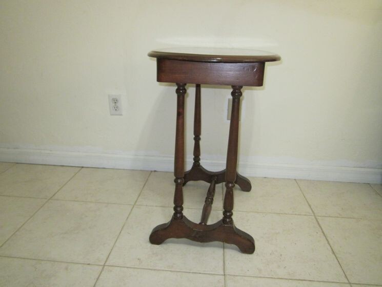 Vintage Wood accent table dark tone gallery