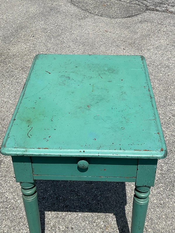 antique greem paint work table night stand drawer sheraton folk art 1830 gallery
