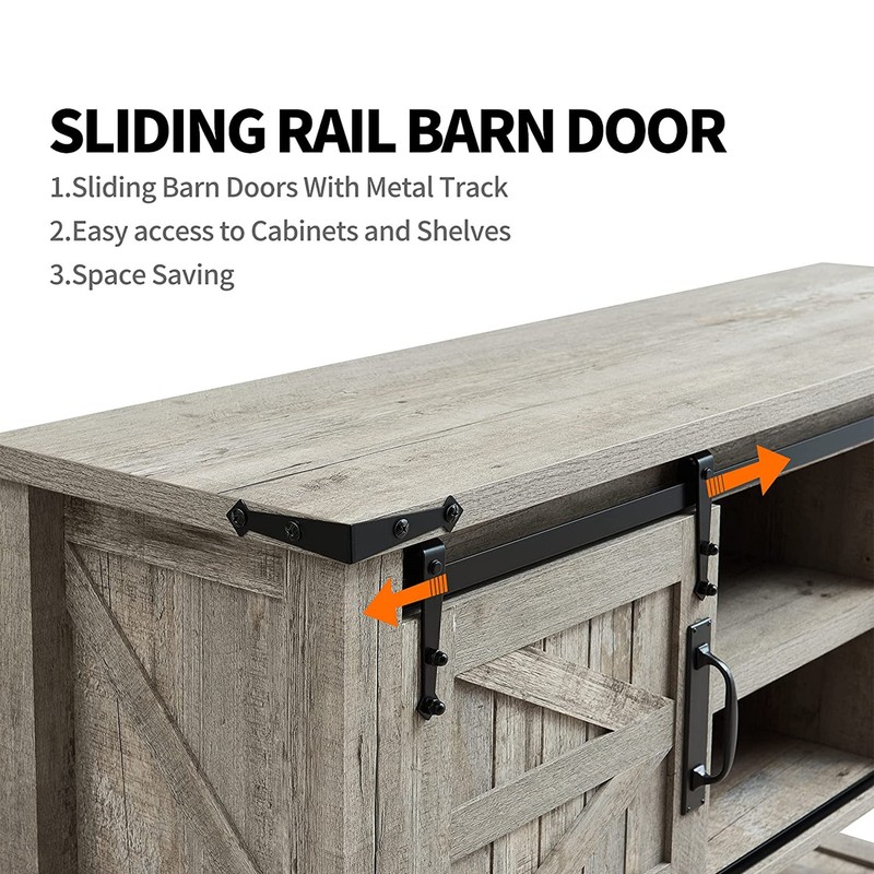 OKD Farmhouse Console Entryway Table with Sliding Barn Doors, Light Rustic Oak gallery