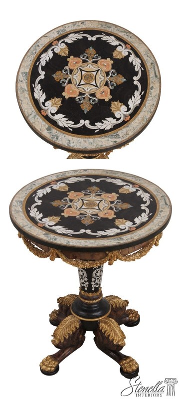 L72506: Italian Style Pietra Dura Inlaid Marble Top Center Table