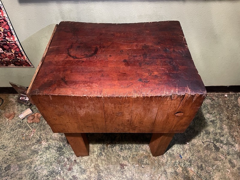 Antique Butchers Block Table Island Boos Chicago Kitchen Stockyard Industrial gallery