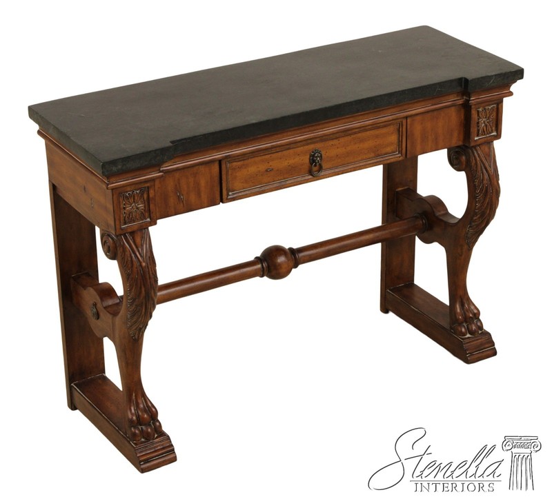 L71963: Marble Top Empire Style 1 Drawer Petticoat Console Table