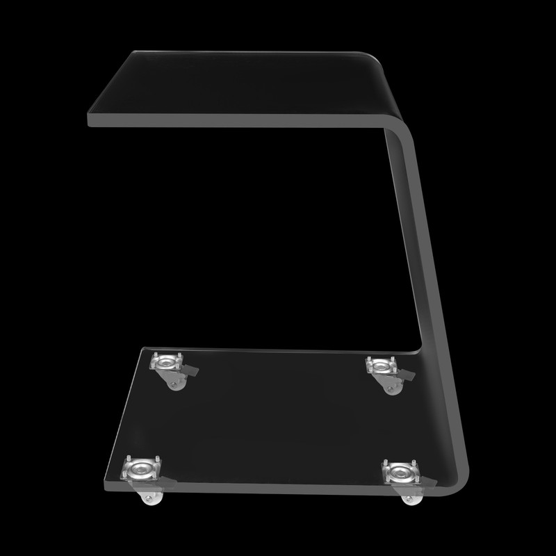 Clear C-Shape Side Table Acrylic Mobile with Brakes 44.09lbs Load Home Office gallery