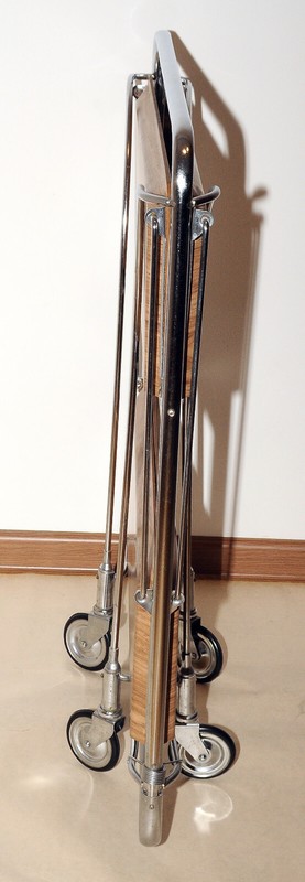 SERVING TABLE Mid-Century Modern Folding Tea Cart Chrome Plywood Bauhaus Style gallery