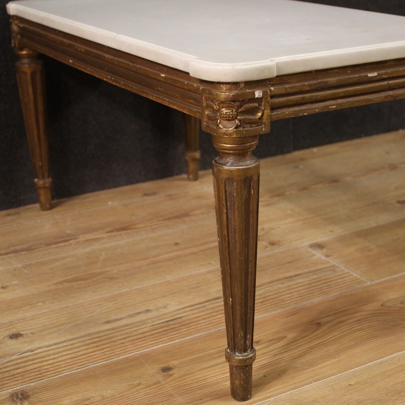 Living room coffee table marble top golden wood furniture antique style 900 gallery