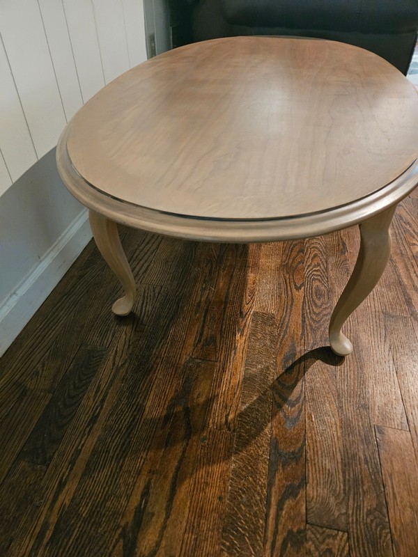 vintage solid wood coffee table, stained