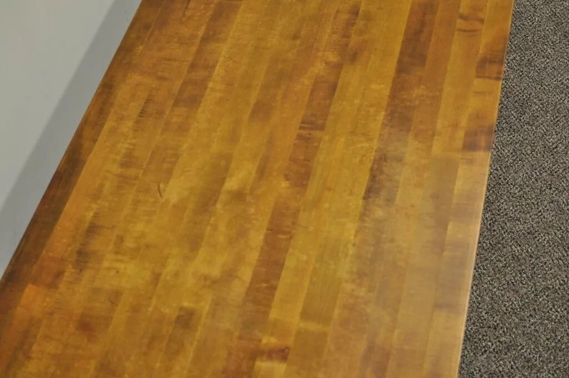 Vintage Industrial Modern Reclaimed Butcher Block Aluminum Base Coffee Table gallery