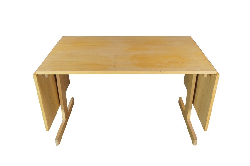 Mid Century Modern Beech Drop Leaf Dining Breakfast Conference Table 87″