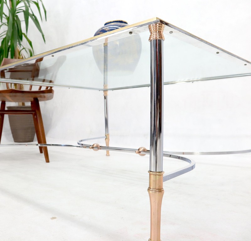 Brass Chrome Glass & Copper Square Coffee Table Atr. to Jansen gallery