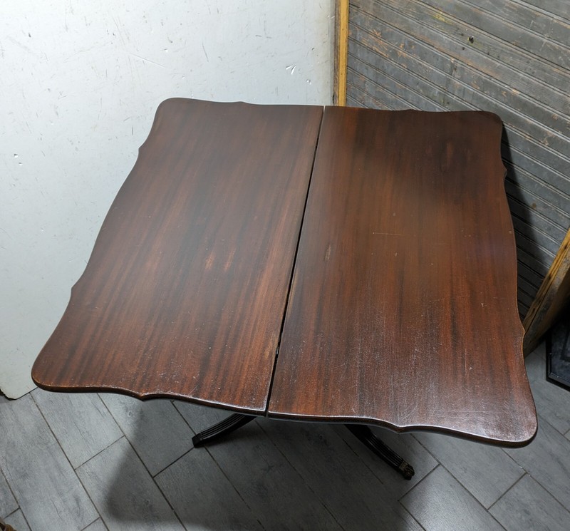 Vintage Brandt Folding Mahogany Game Pedestal Table Claw Feet Duncan Phyfe Style gallery
