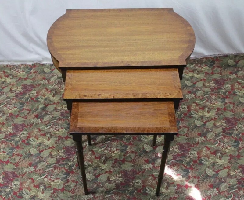 1940’s English Mahogany Nesting Table Set of 3 Fully Refinished & Refurbished