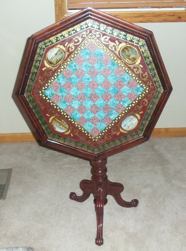 Antique Tilt Top Chess Table, English, Mahogany,