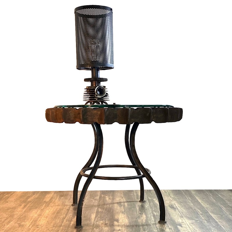 Antique Industrial Coffee Table – Mill Gear Sprocket Design 27 Inch