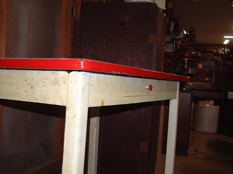 1950's Vintage Kitchen Table Porcelain/Wood RARE Original 40X25X29 1/2 Height gallery