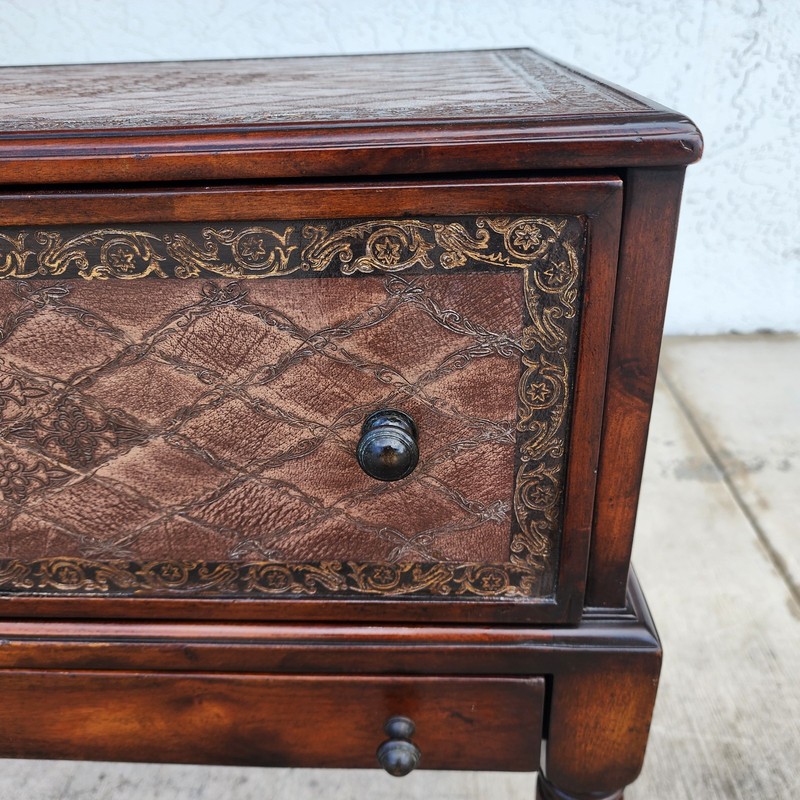 Theodore Alexander Leather Wrapped Side Accent Table gallery