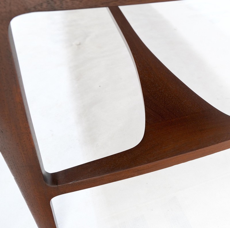 Oiled Walnut Tile Insert Floating Top Mid-Century Long Surfboard Coffee Table gallery
