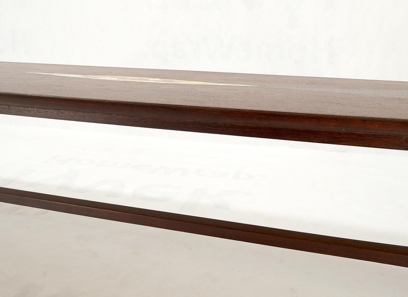 Oiled Walnut Tile Insert Floating Top Mid-Century Long Surfboard Coffee Table gallery