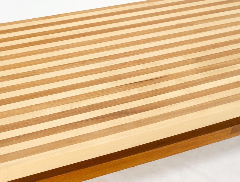 Custom Heavy Mid Century Modern Striped Butcher Block Style Coffee Table Bench gallery