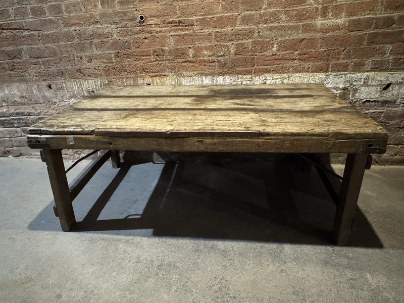 Antique Primitive Farm Table / Industrial Workbench – Circa 1900