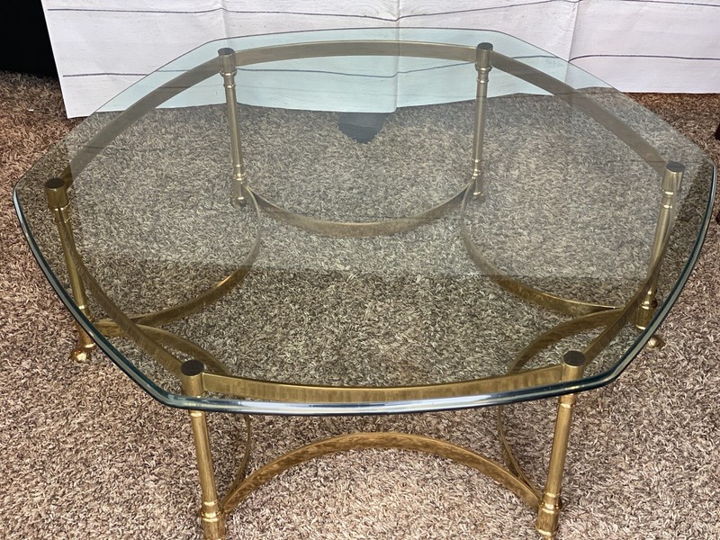 Glass For Labarge Brass Hollywood Regency Hexagonal Coffee Table Glass ONLY! gallery