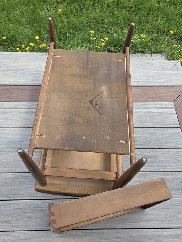 Vintage Mid Century Mersman 2 Tier Walnut End/Side Table with Drawer gallery