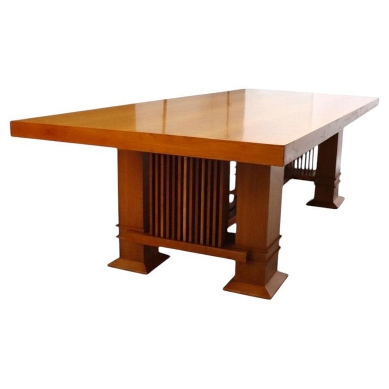 Italian Atelier Int’l Frank Lloyd Wright “Allen” Cherry Conference Table Reprod.