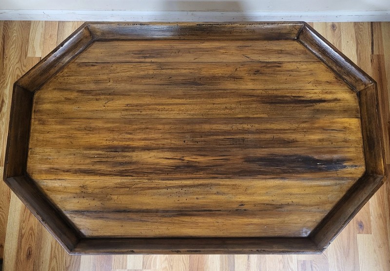 ESTATE VINTAGE MAHOGANY REGENCY STYLE OCTAGONAL OVAL COFFEE TABLE gallery