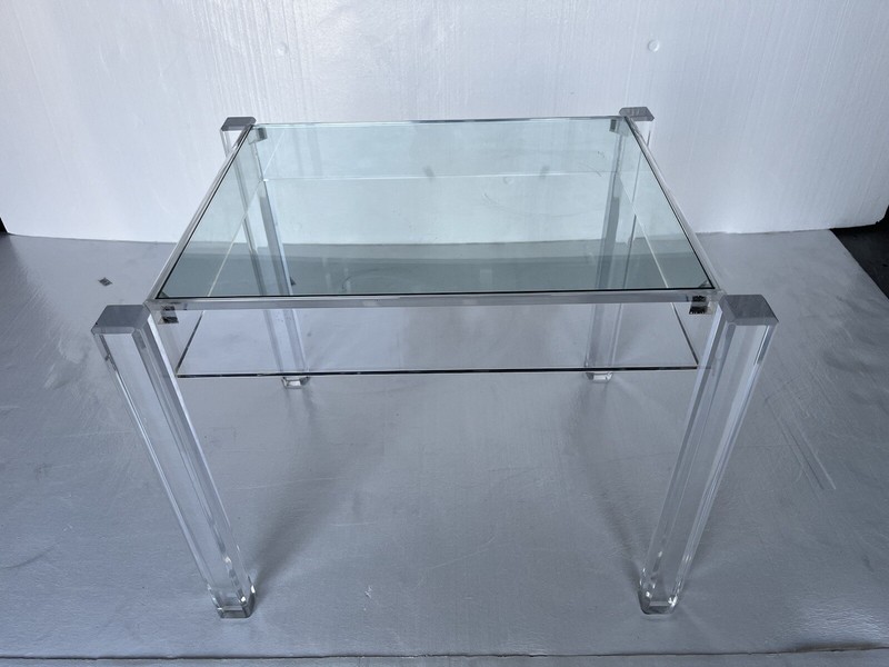 Mid-Century Modern Lucite and Glass Side Table gallery
