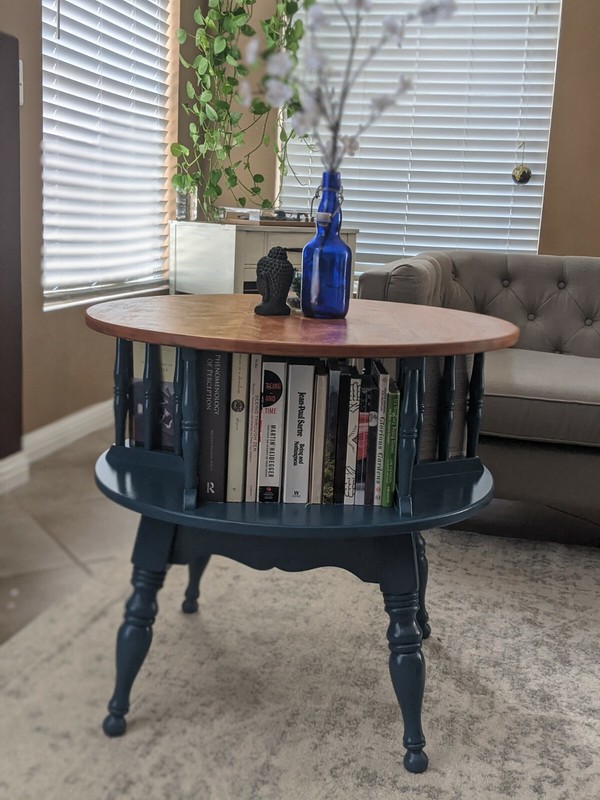 Vintage Maple Refurbished Swivel Table & Shelf