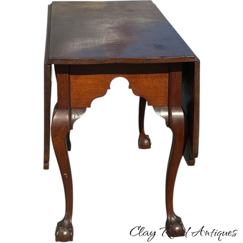 Antique Walnut Chippendale dining table 18th style ball & claw gate leg gallery