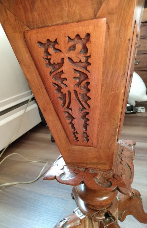 VICTORIAN SEWING TABLE, IN WALNUT. ENGLISH c 1890. AS IS gallery
