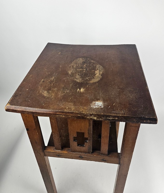RARE Antique MISSION STYLE Wood Cutout CROSS Arts & Craft Table CHURCH Furniture gallery