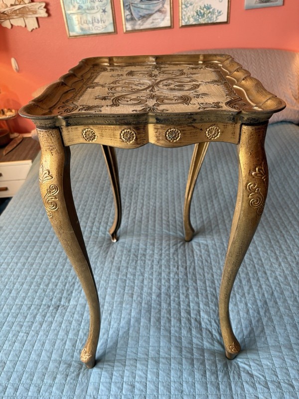 Italian Florentine Gold Gilt Vintage Nesting Table 22” Tall 16 Wide X 12 Deep gallery