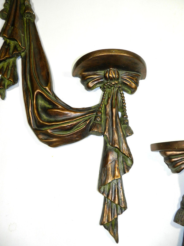 Hollywood Regency Wall Sconce Pair Large gallery