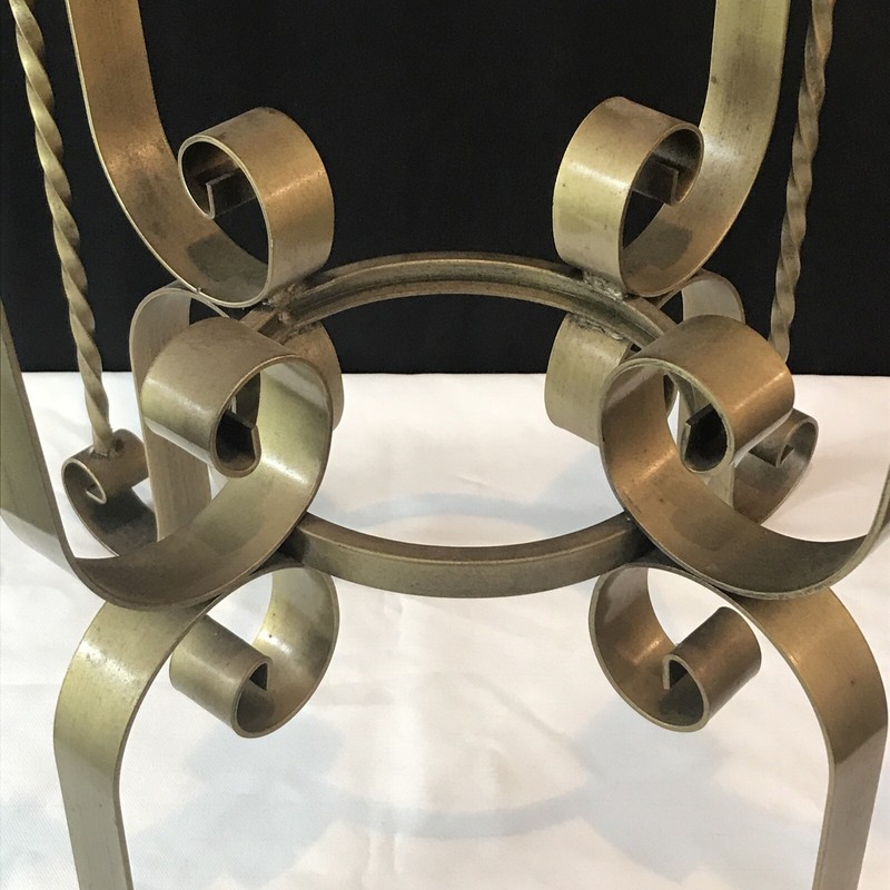 BASE ONLY: Vintage IRON Accent End Table Hollywood Regency Twist Scroll gallery