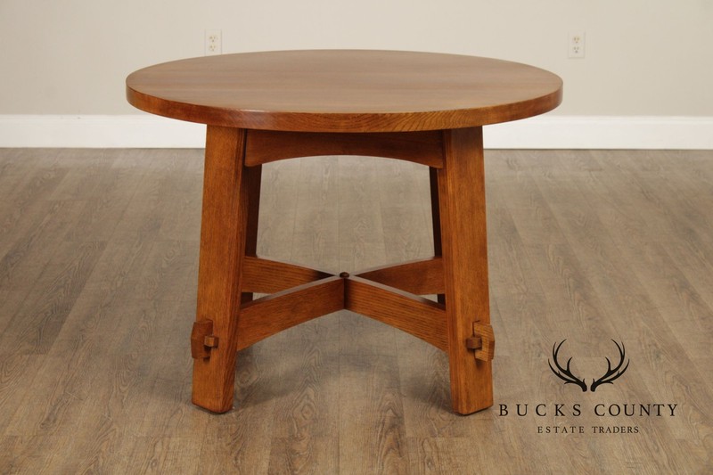 Stickley Mission Collection Round Oak Commemorative Library Table gallery