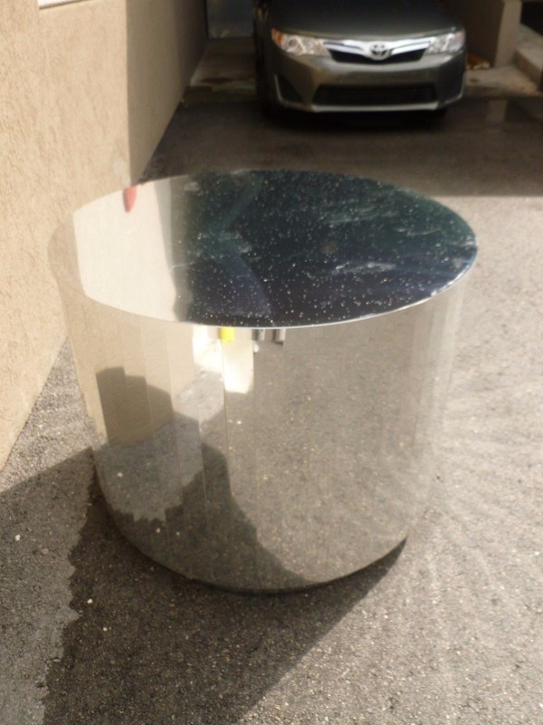 HUGE MID CENTURY 70'S FACETED CHROMED STEEL TABLE BASE MANOR OF PACE - P gallery