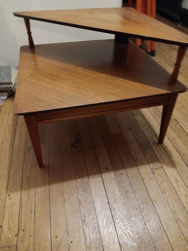 LANE Mid Century Modern MCM Eames Era Tall Corner Double Triangle Table 1908