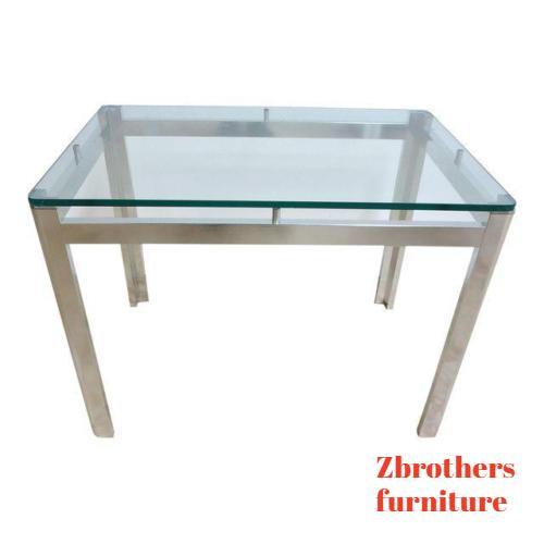 Vintage Mid Century Aluminum Chrome Floating Lamp End Table