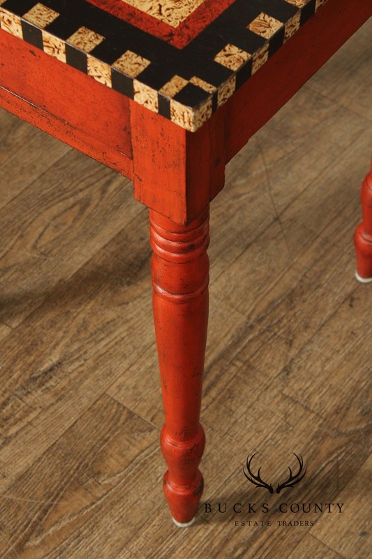 Antique Sheraton Painted Checker Board Top Side Table gallery