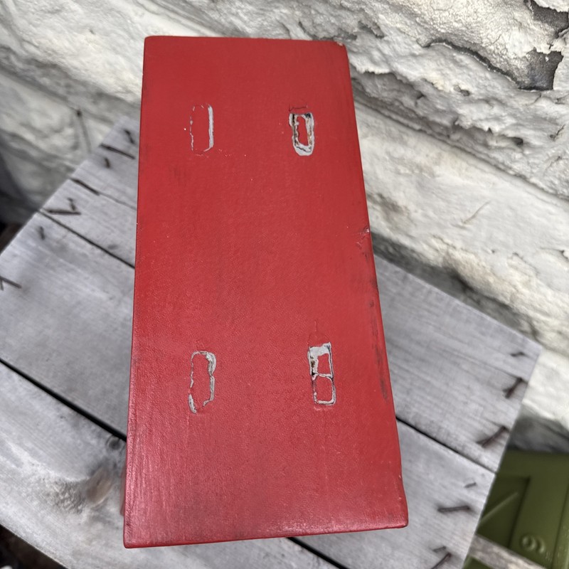 Vintage Asian Cricket Stool Red Paint Wooden 8x11x5 Inches gallery