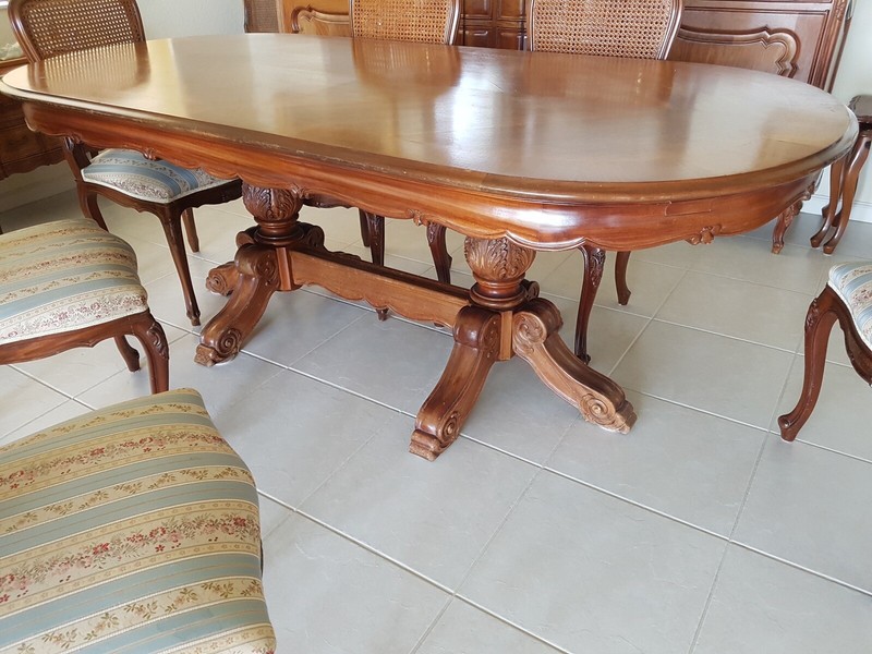 Antique French Dining Table set with 8 chairs gallery