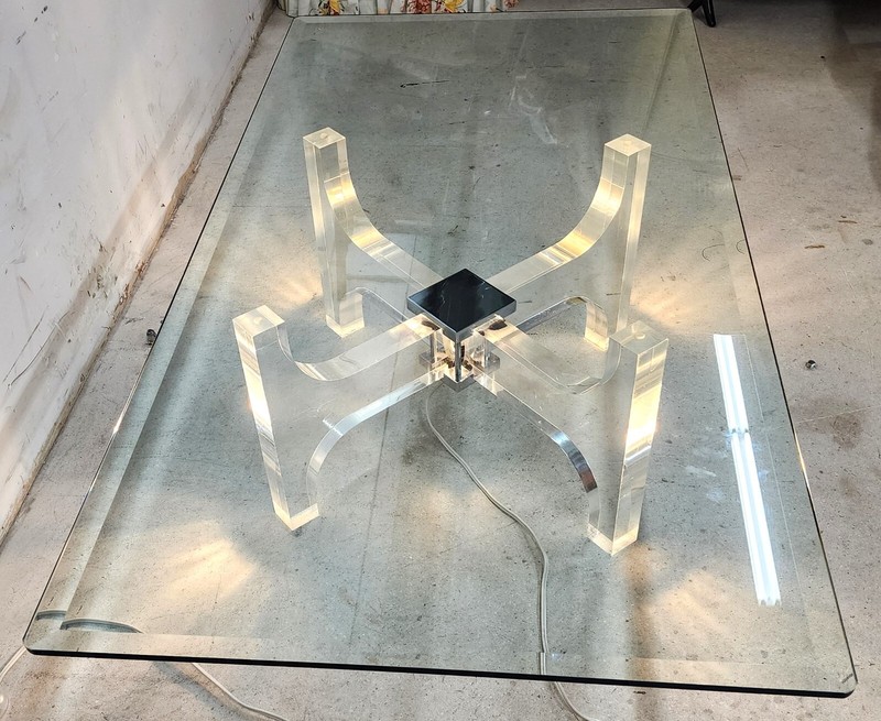 Illuminated Lucite Coffee Table by Philippe Jean France 1970s gallery