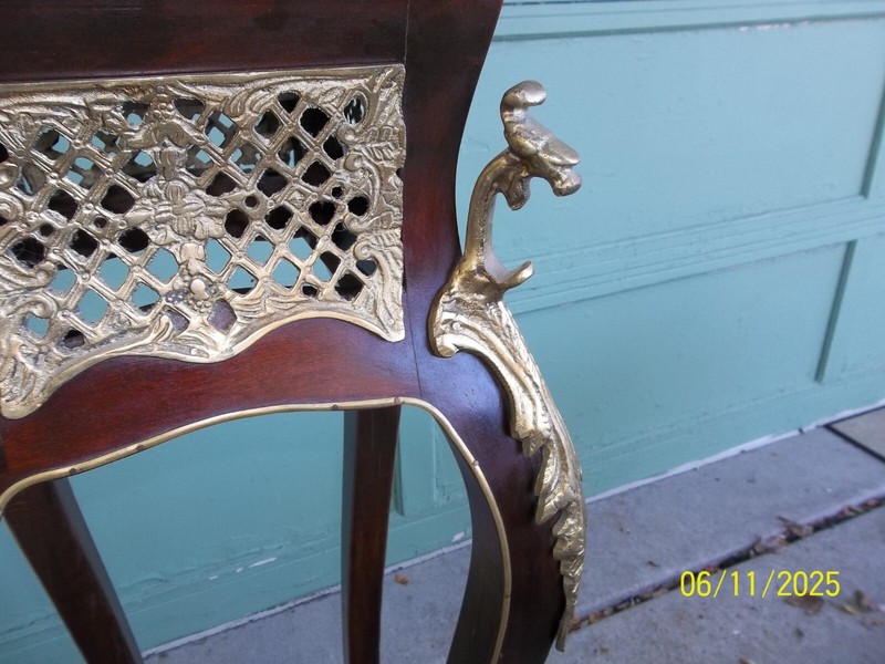 Rare Antique Vintage Mahogany Marble Top w/ Brass Griffon Renaissance Fern Stand gallery
