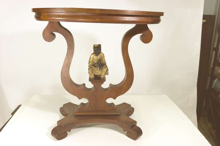 19th Century Victorian Table Displaying a Bronze Sculpture Japanese Fisherman gallery