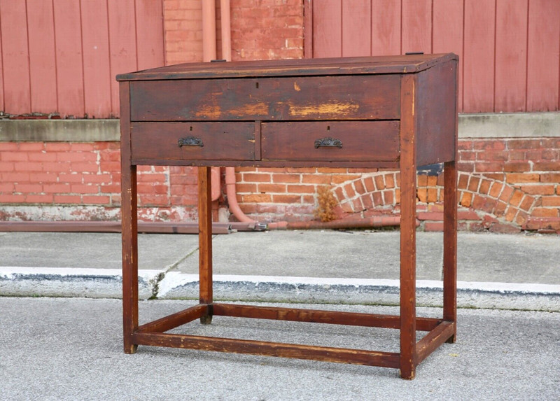 Vintage Antique Drafting Table Architect Desk apothecary wood drawer art studio gallery