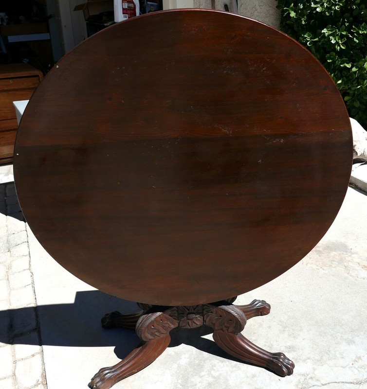 Antique Tilt Top Card Game Dinette Table Carved Ball & Claw Feet gallery